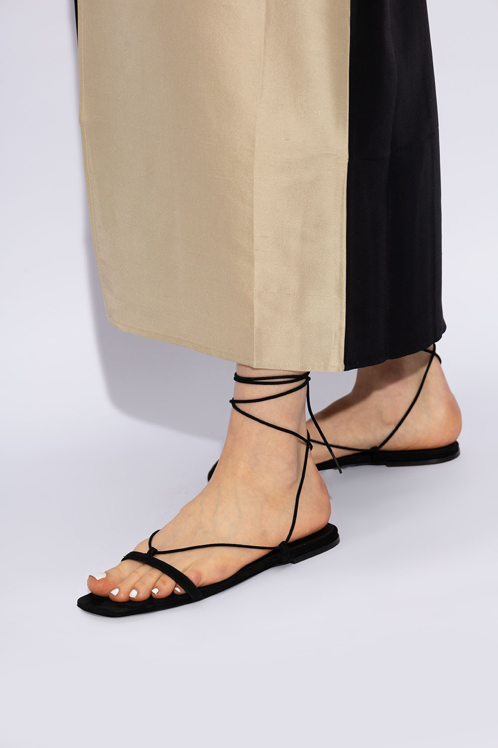 TOTEME｜SANDALS (The Suede Tie Sandal (242-WAS2053-LE001 Black Suede sandals TOTEME - SchaferandweinerShops Gabon
